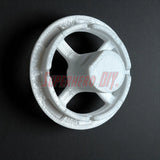 Angled view of Highlander knob mount replacement showing reinforced structure and internal hub detail