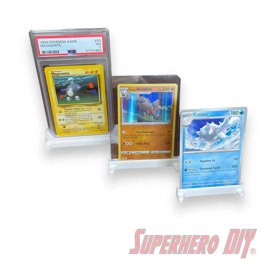 Check out the Trading Card Stands | Display your Trading Cards with ease, fits PSA graded, CGC graded or BGS slabs from Superhero DIY! The perfect solution for only $1.09