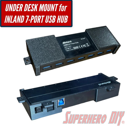 Check out the Under Desk Mount for Inland 7-Port USB Hub | Includes mounting screws from Superhero DIY! The perfect solution for only $7.82