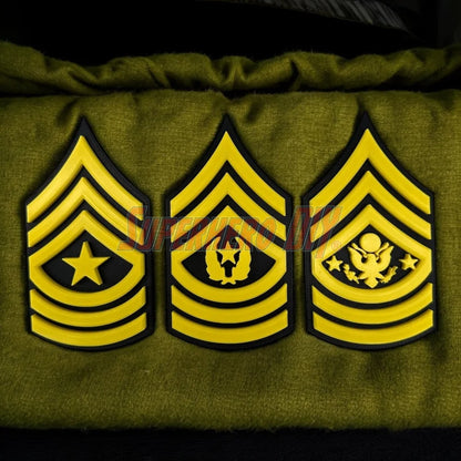 3D-printed US Army enlisted rank insignia available in multiple sizes for display, gifts, or shadow boxes - Superhero DIY