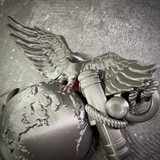Flat-backed USMC EGA insignia, built for easy wall mounting