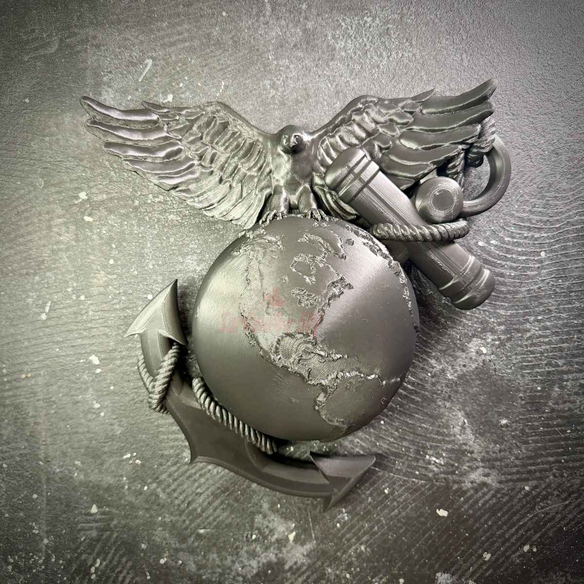 USMC EGA insignia wall display, available in Black, Gold, or Silver and Gold finishes