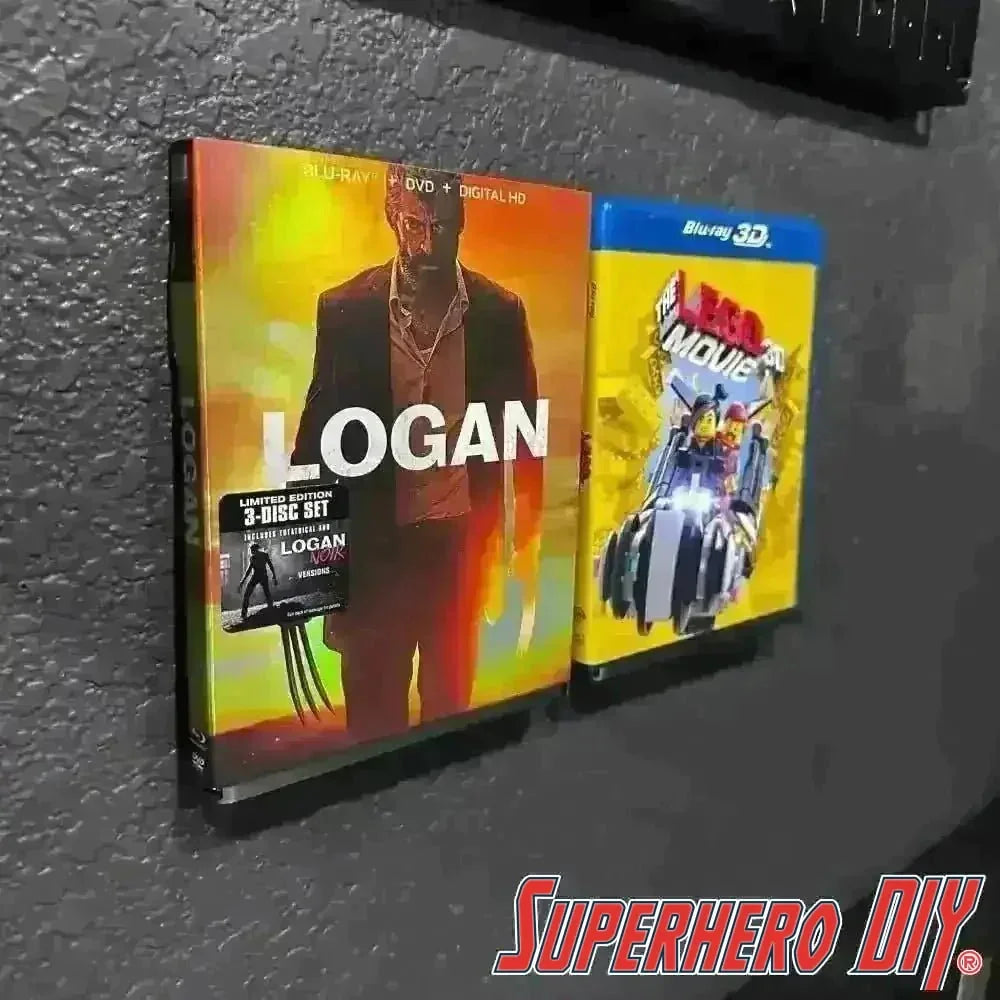 Wall Mount for Bluray or Game Cases | Floating Shelf for Video Games or Movies | Includes Command strip - Superhero DIY