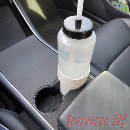 Check out the Water Bottle Adapter for Tesla Model 3 or Model Y | Simple design makes it easier to hold Nalgene or similar water bottles! from Superhero DIY! The perfect solution for only $14.22