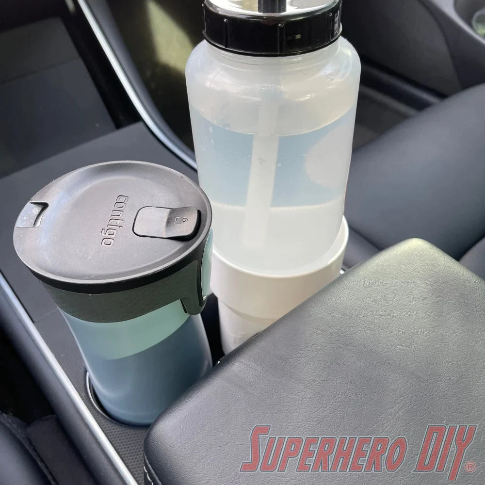 Check out the Water Bottle Adapter for Tesla Model 3 or Model Y | Simple design makes it easier to hold Nalgene or similar water bottles! from Superhero DIY! The perfect solution for only $14.22